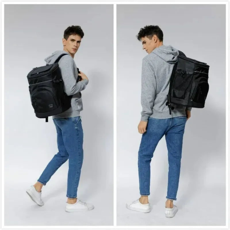 33L Soft Cooler Backpack – Insulated, Leak-Proof, 36 Cans Capacity – Thermal Food & Drink Storage for Travel, Beach, Beer - Trekker Essentials