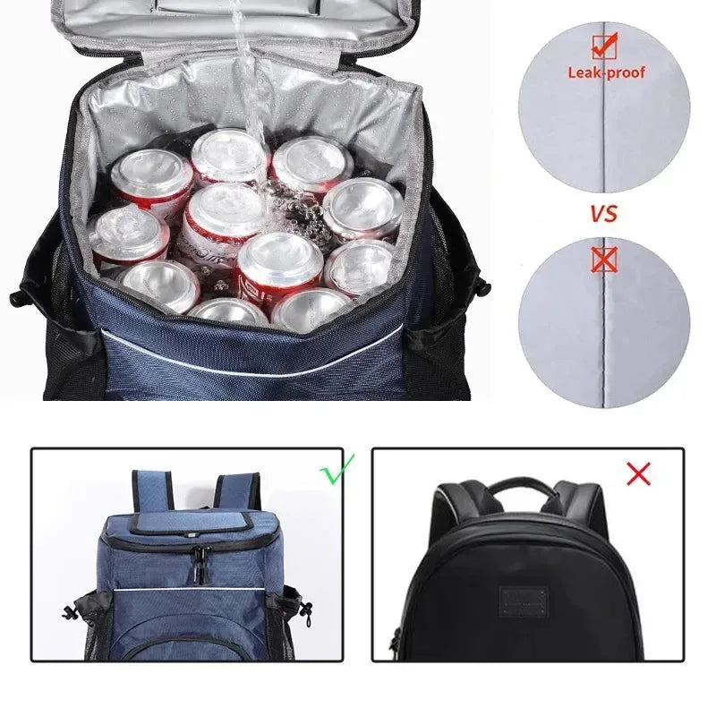 33L Soft Cooler Backpack – Insulated, Leak-Proof, 36 Cans Capacity – Thermal Food & Drink Storage for Travel, Beach, Beer - Trekker Essentials
