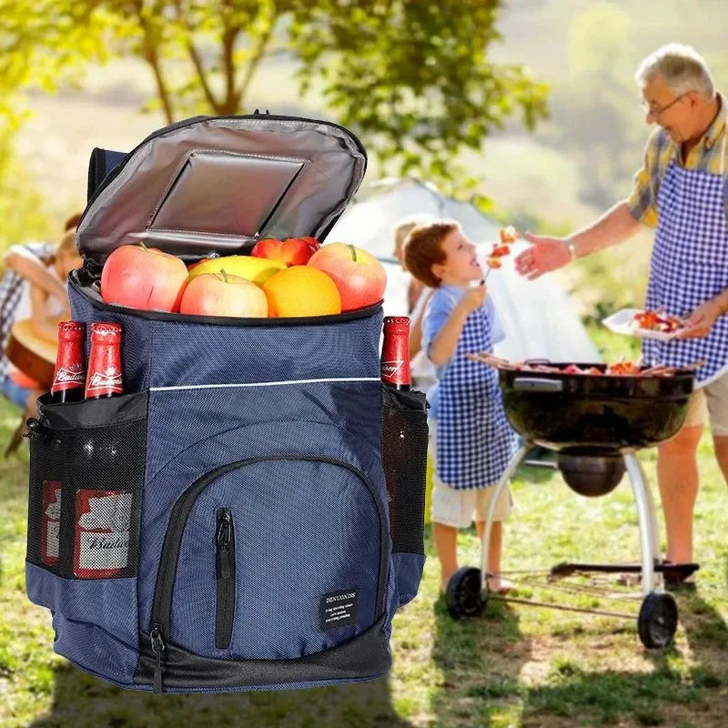 33L Soft Cooler Backpack – Insulated, Leak-Proof, 36 Cans Capacity – Thermal Food & Drink Storage for Travel, Beach, Beer - Trekker Essentials