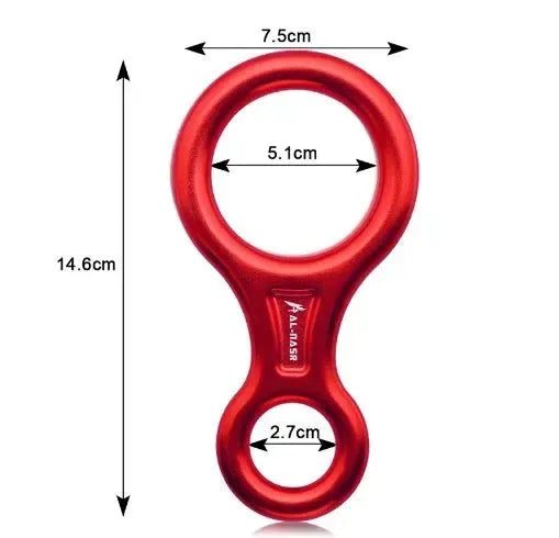 35kN Aluminum Figure 8 Carabiner - Rock Climbing Rappelling Descender and Belay Device - Trekker Essentials