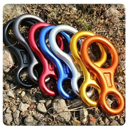 35kN Aluminum Figure 8 Carabiner - Rock Climbing Rappelling Descender and Belay Device - Trekker Essentials