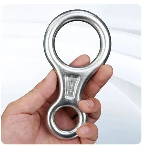 35kN Aluminum Figure 8 Carabiner - Rock Climbing Rappelling Descender and Belay Device - Trekker Essentials