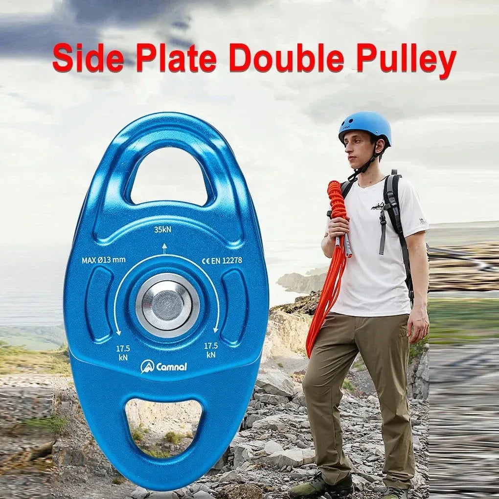 35KN Double Pulley – Professional Twin Sheave Climbing Pulley for Rigging & Hauling - Trekker Essentials