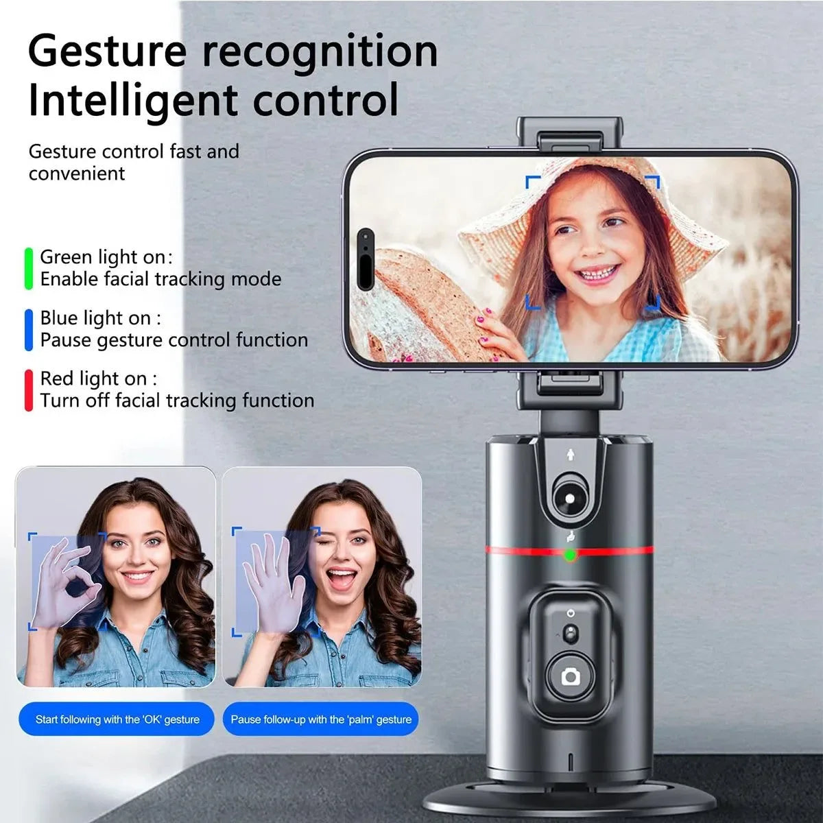 360° Auto-Tracking Phone Holder with Gesture Control - Foldable Smartphone Stand for Live Streaming & Video Calls - Trekker Essentials
