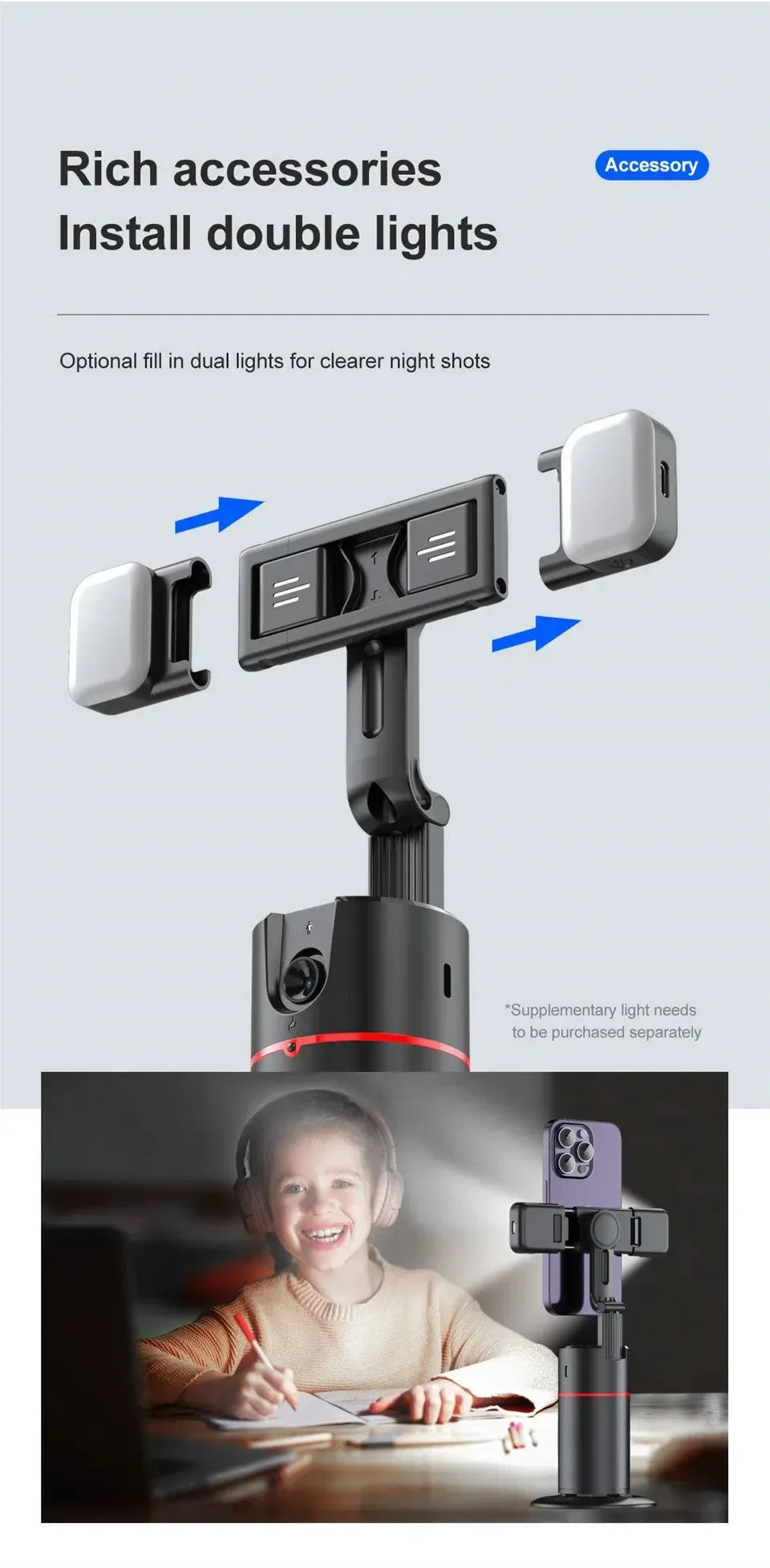 360° Rotating Phone Gimbal with 1.5M Selfie Stick & Face Tracking – Stabilizer for TikTok, Vlogging & Live Streaming - Trekker Essentials