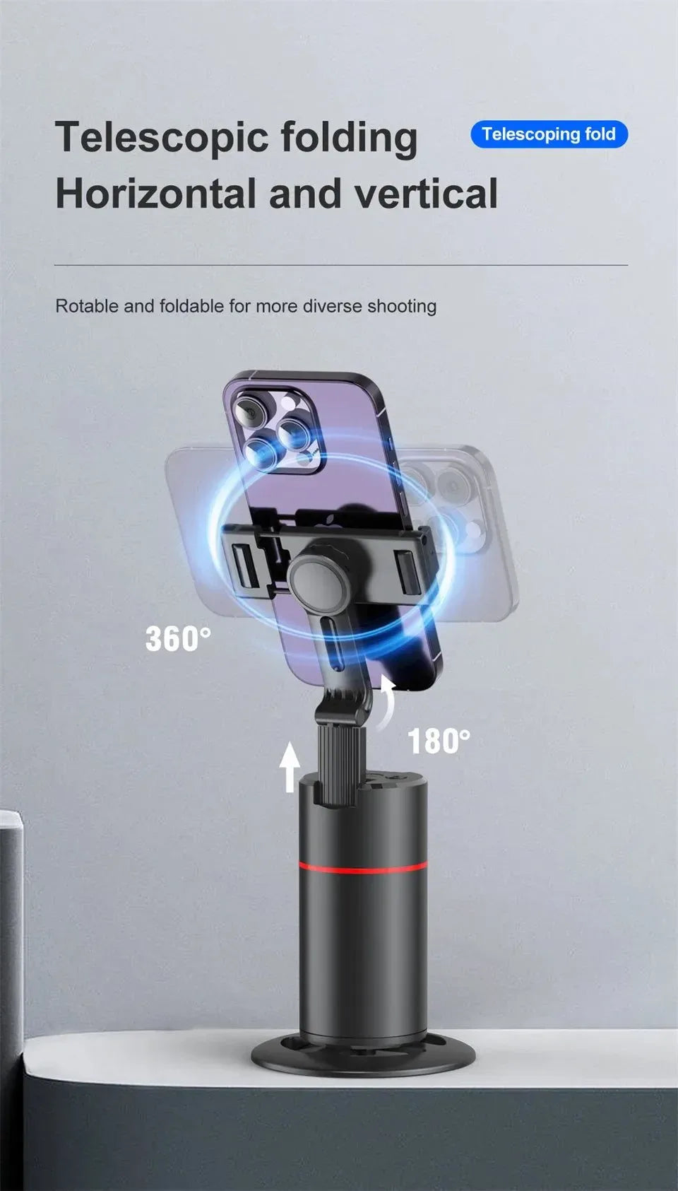 360° Rotating Phone Gimbal with 1.5M Selfie Stick & Face Tracking – Stabilizer for TikTok, Vlogging & Live Streaming - Trekker Essentials