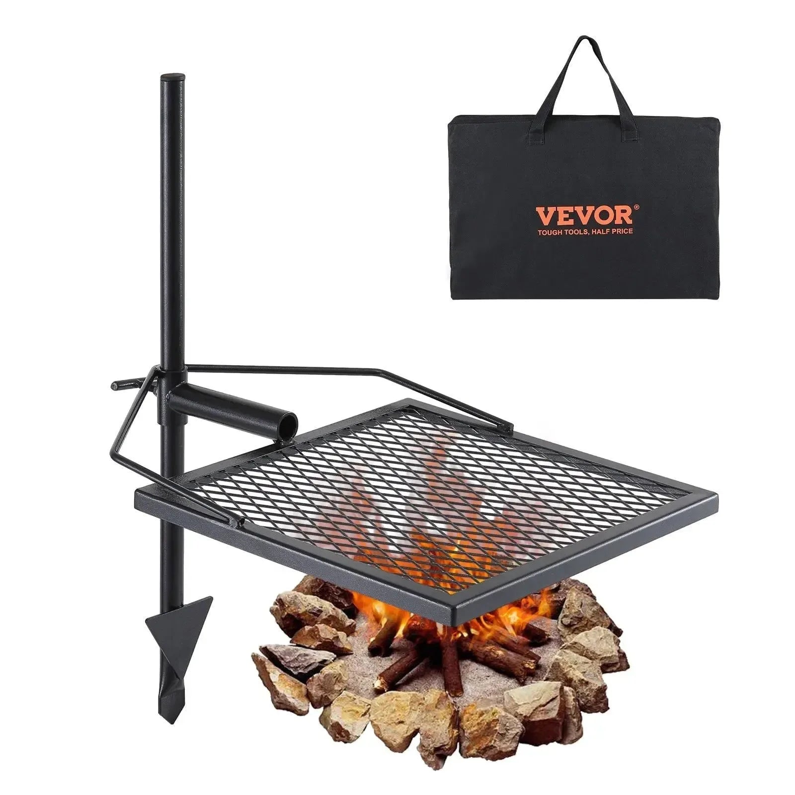 360° Swivel Campfire Grill – Heavy Duty Adjustable Cooking Grate for Open Fire - Trekker Essentials