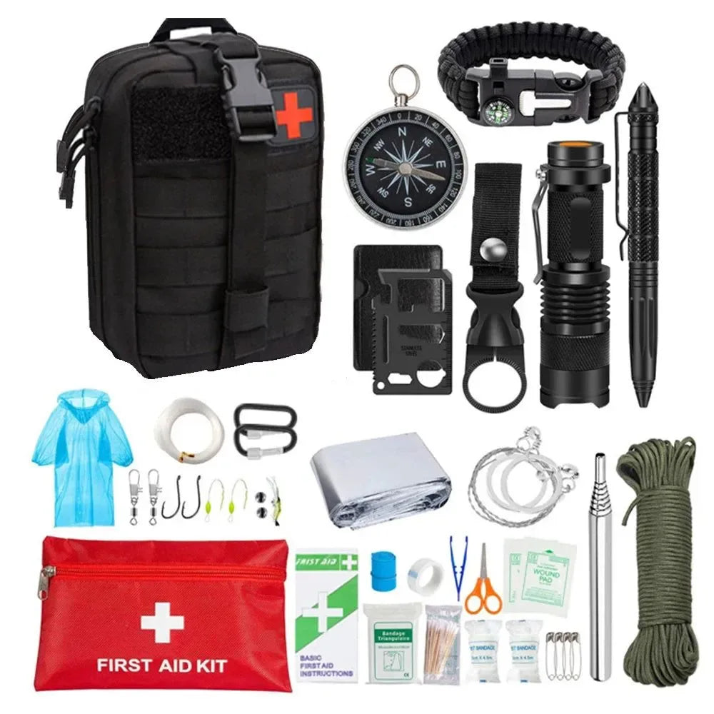38-in-1 Survival First Aid Kit - Military Grade Molle Emergency Gear for Camping, Hiking, and Adventures - Trekker Essentials