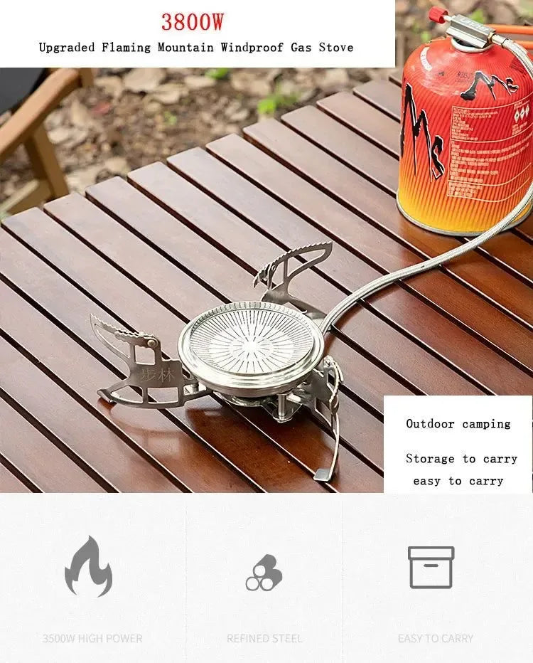 3800W Windproof Portable Gas Stove for Camping & High-Altitude Cooking - Trekker Essentials
