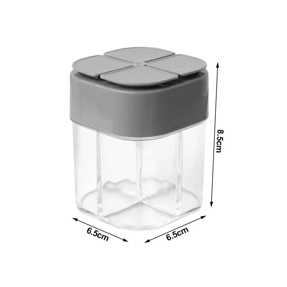 4-In-1 Camping Seasoning Jar - Transparent Spice Dispenser with 4 Compartments for Outdoor Cooking - Trekker Essentials