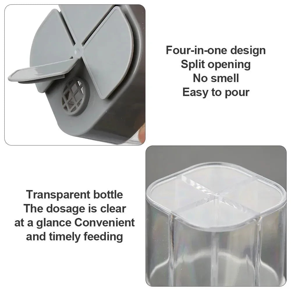 4-In-1 Camping Seasoning Jar - Transparent Spice Dispenser with 4 Compartments for Outdoor Cooking - Trekker Essentials