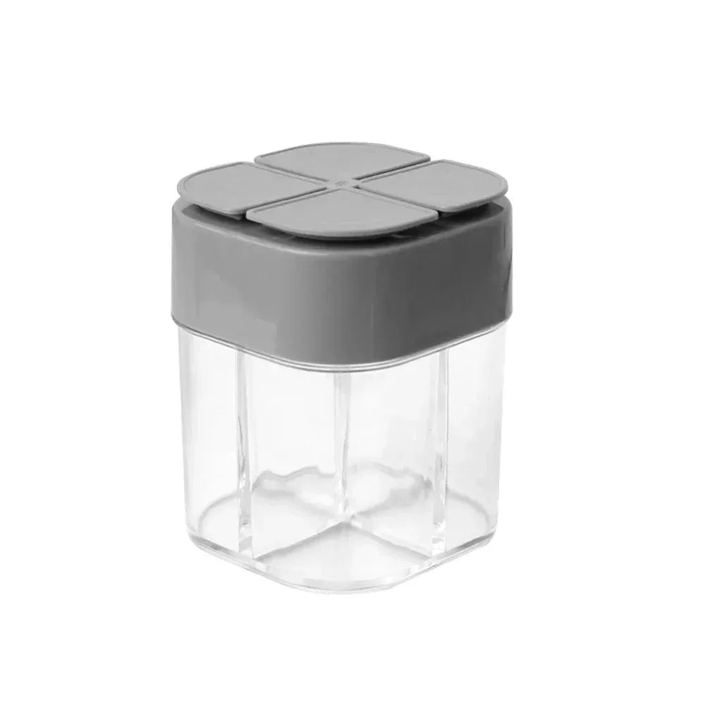 4-In-1 Camping Seasoning Jar - Transparent Spice Dispenser with 4 Compartments for Outdoor Cooking - Trekker Essentials
