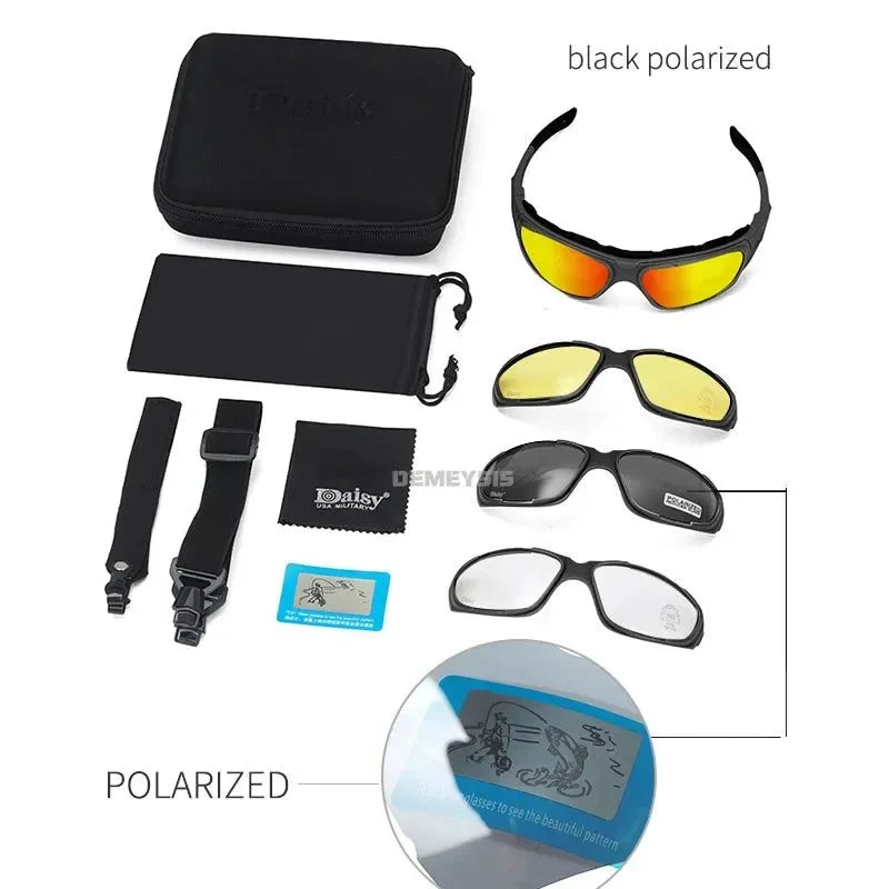 4 Lens Polarized Tactical Glasses – UV Protection for Combat, Hiking, and Fishing - Trekker Essentials