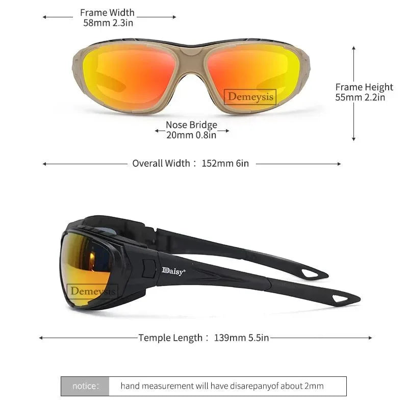 4 Lens Polarized Tactical Glasses – UV Protection for Combat, Hiking, and Fishing - Trekker Essentials