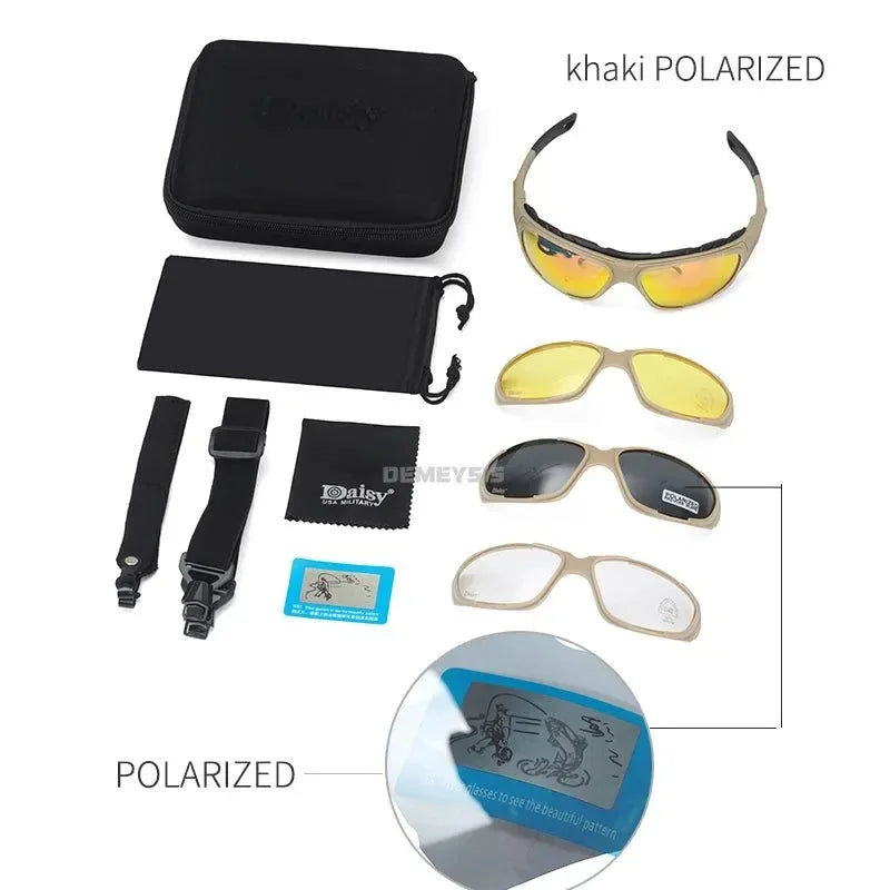 4 Lens Polarized Tactical Glasses – UV Protection for Combat, Hiking, and Fishing - Trekker Essentials