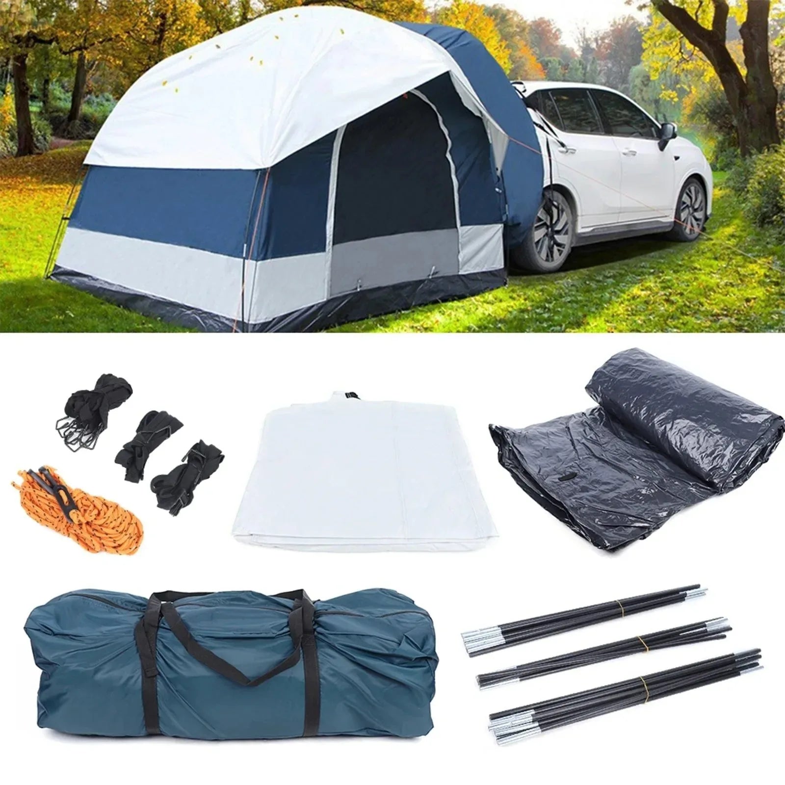 4-Person SUV Car Tent - Universal Tailgate Shelter with Sunshade & Mosquito Net for Camping - Trekker Essentials