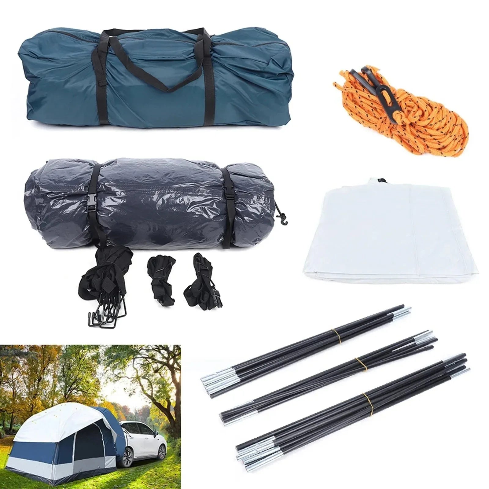 4-Person SUV Car Tent - Universal Tailgate Shelter with Sunshade & Mosquito Net for Camping - Trekker Essentials