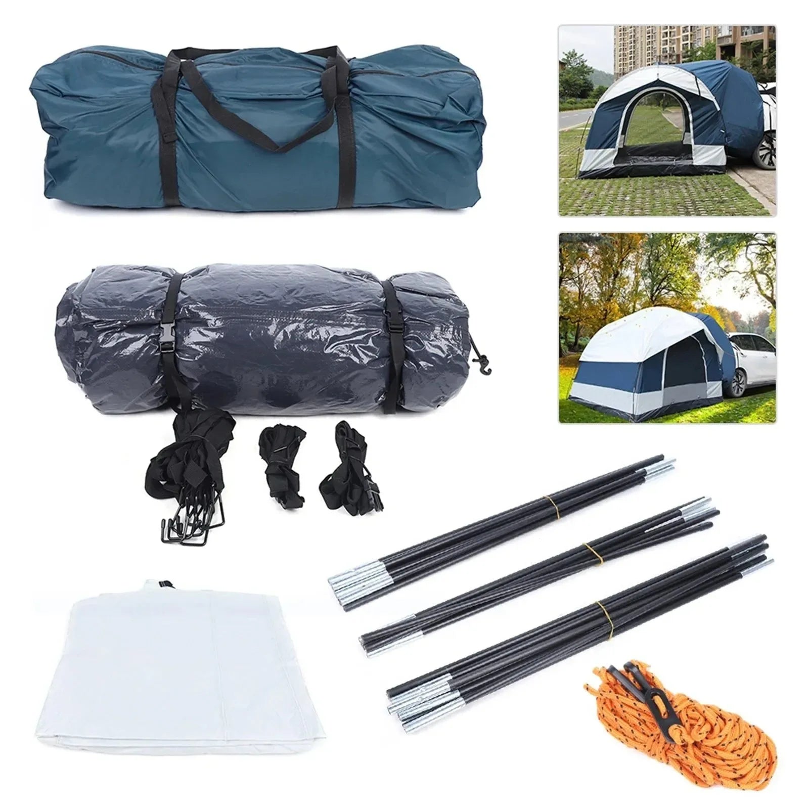 4-Person SUV Car Tent - Universal Tailgate Shelter with Sunshade & Mosquito Net for Camping - Trekker Essentials