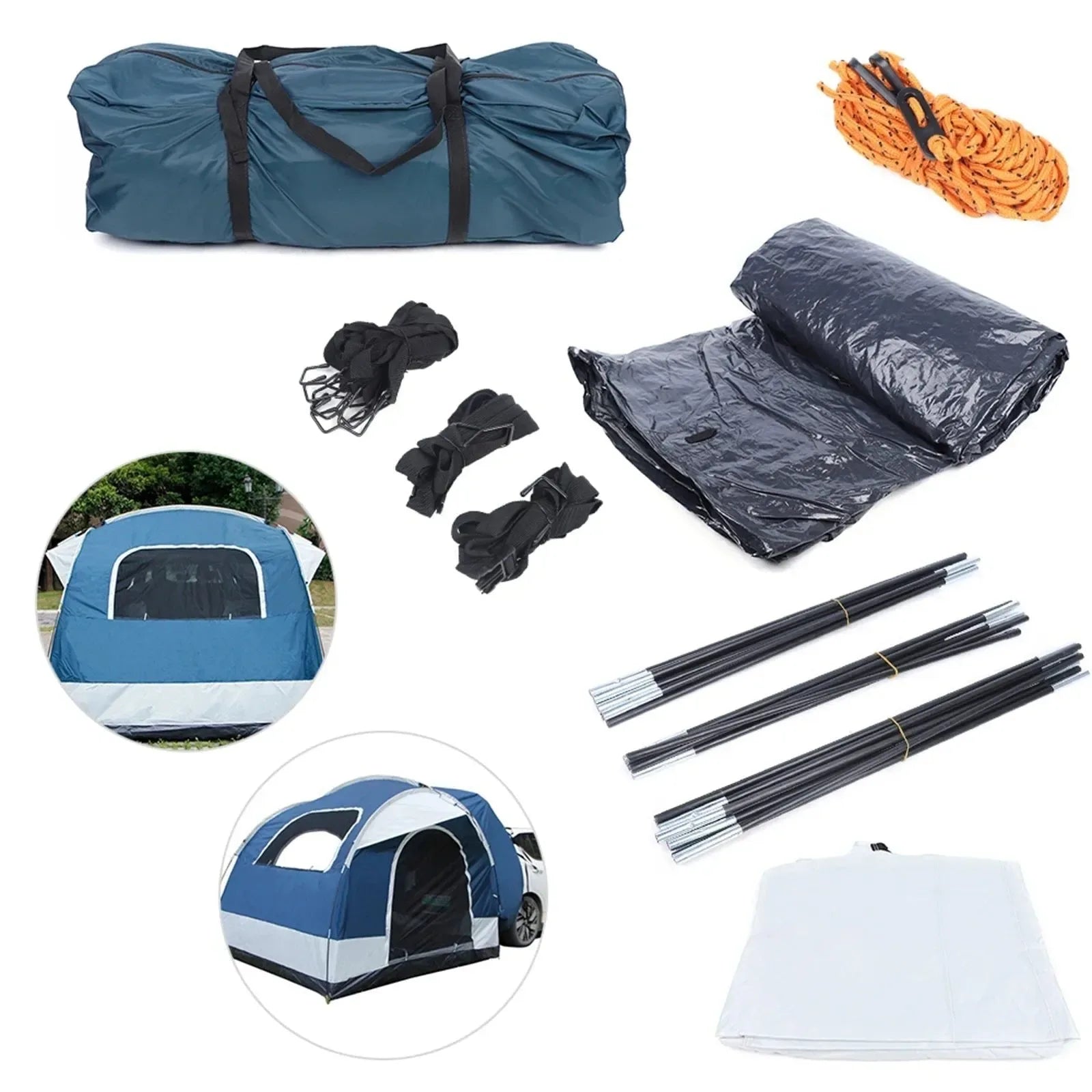 4-Person SUV Car Tent - Universal Tailgate Shelter with Sunshade & Mosquito Net for Camping - Trekker Essentials