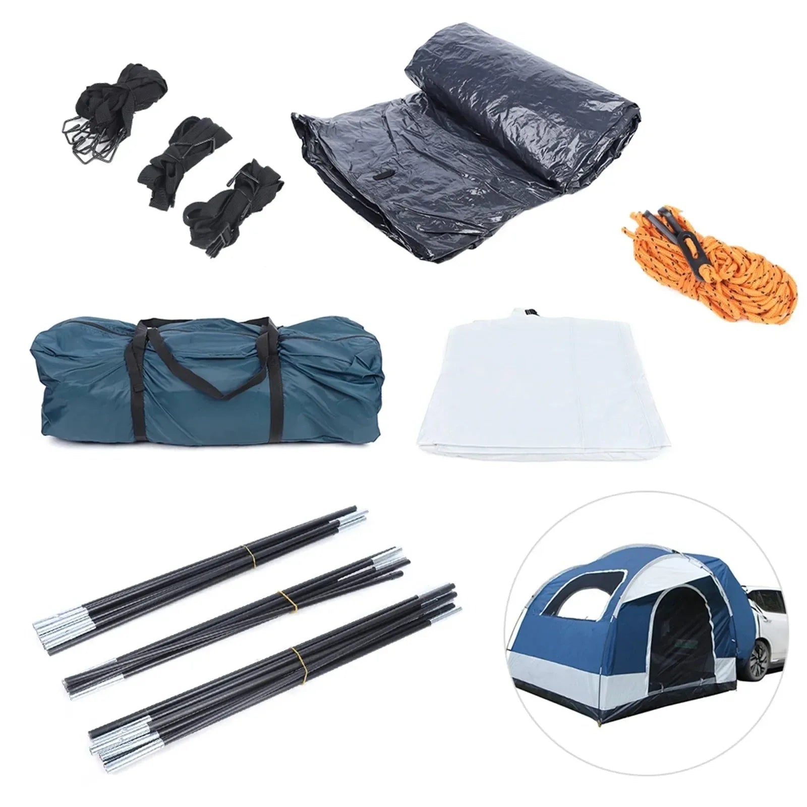 4-Person SUV Car Tent - Universal Tailgate Shelter with Sunshade & Mosquito Net for Camping - Trekker Essentials