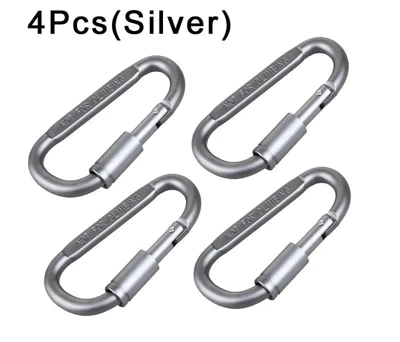 4-Piece Carabiner Travel Kit - Aluminum Alloy Camping and Mountaineering Hooks for Outdoor Survival - Trekker Essentials
