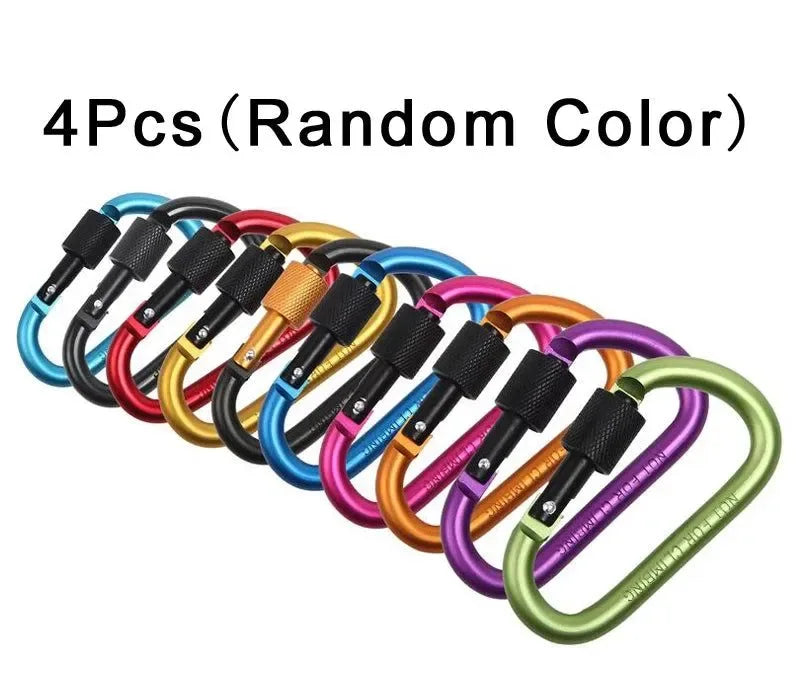 4-Piece Carabiner Travel Kit - Aluminum Alloy Camping and Mountaineering Hooks for Outdoor Survival - Trekker Essentials