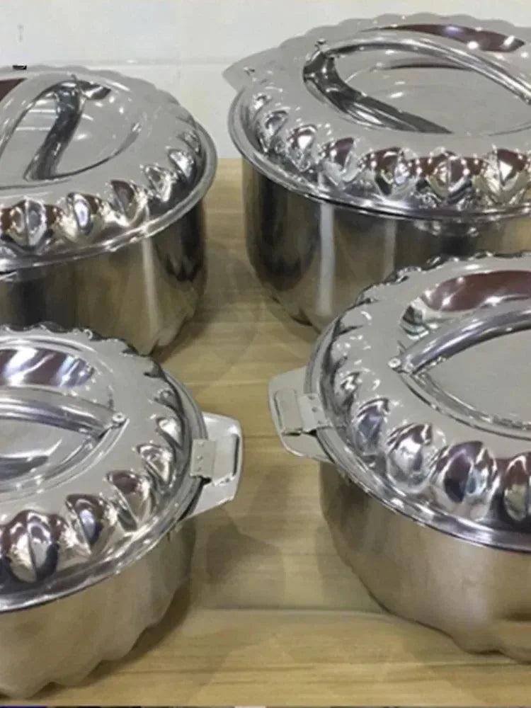 4-Piece Stainless Steel Insulated Food Warmer Set (1L/2L/3L/4L) — Durable Lunch Box for Family Parties, Weddings & Events - Trekker Essentials