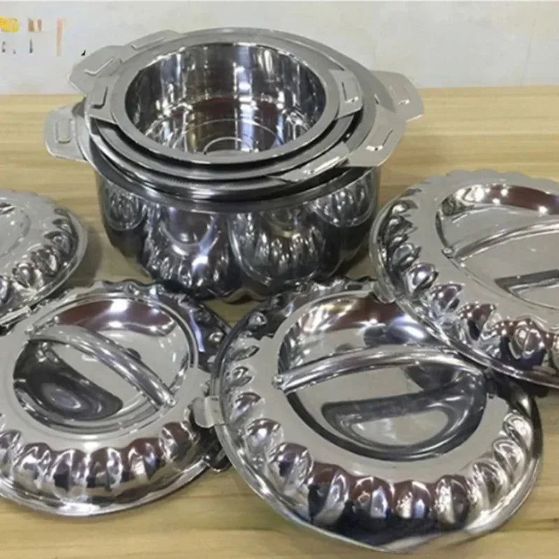4-Piece Stainless Steel Insulated Food Warmer Set (1L/2L/3L/4L) — Durable Lunch Box for Family Parties, Weddings & Events - Trekker Essentials