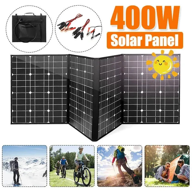400W Foldable Solar Panel Bag - Portable Waterproof Solar Charger for DIY Power Bank, Camping, and Hiking - Trekker Essentials