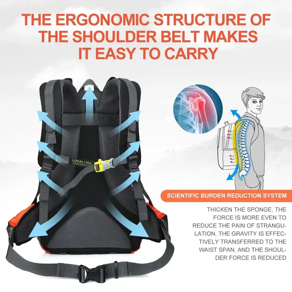 40L Hiking Storage Backpack - Sturdy Travel Backpack for Mountaineering, Hiking, and Camping - Trekker Essentials