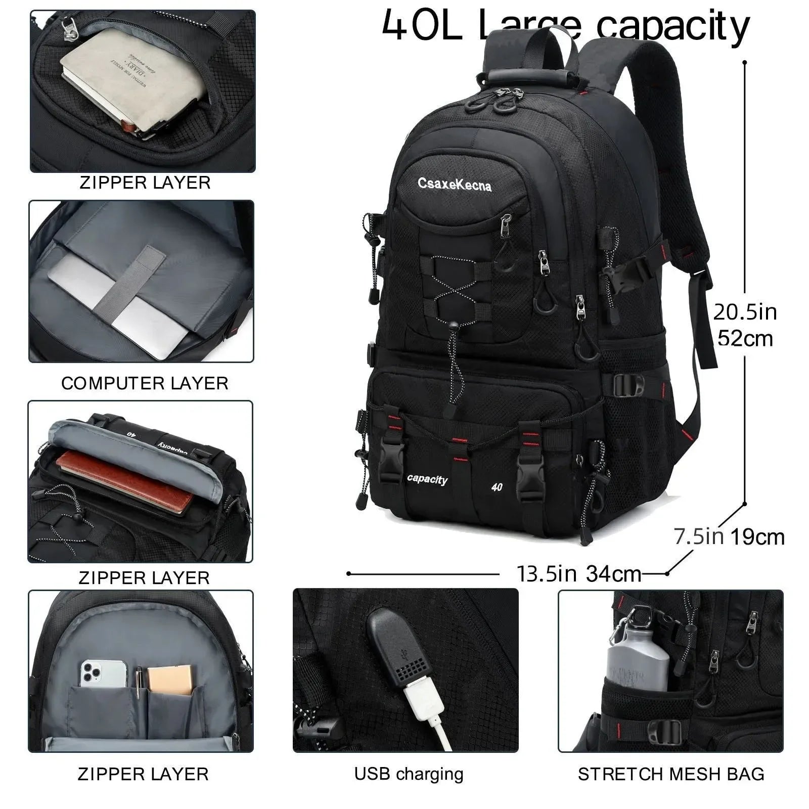 40L Waterproof Lightweight Travel Backpack for Outdoor Hiking and Camping - Trekker Essentials
