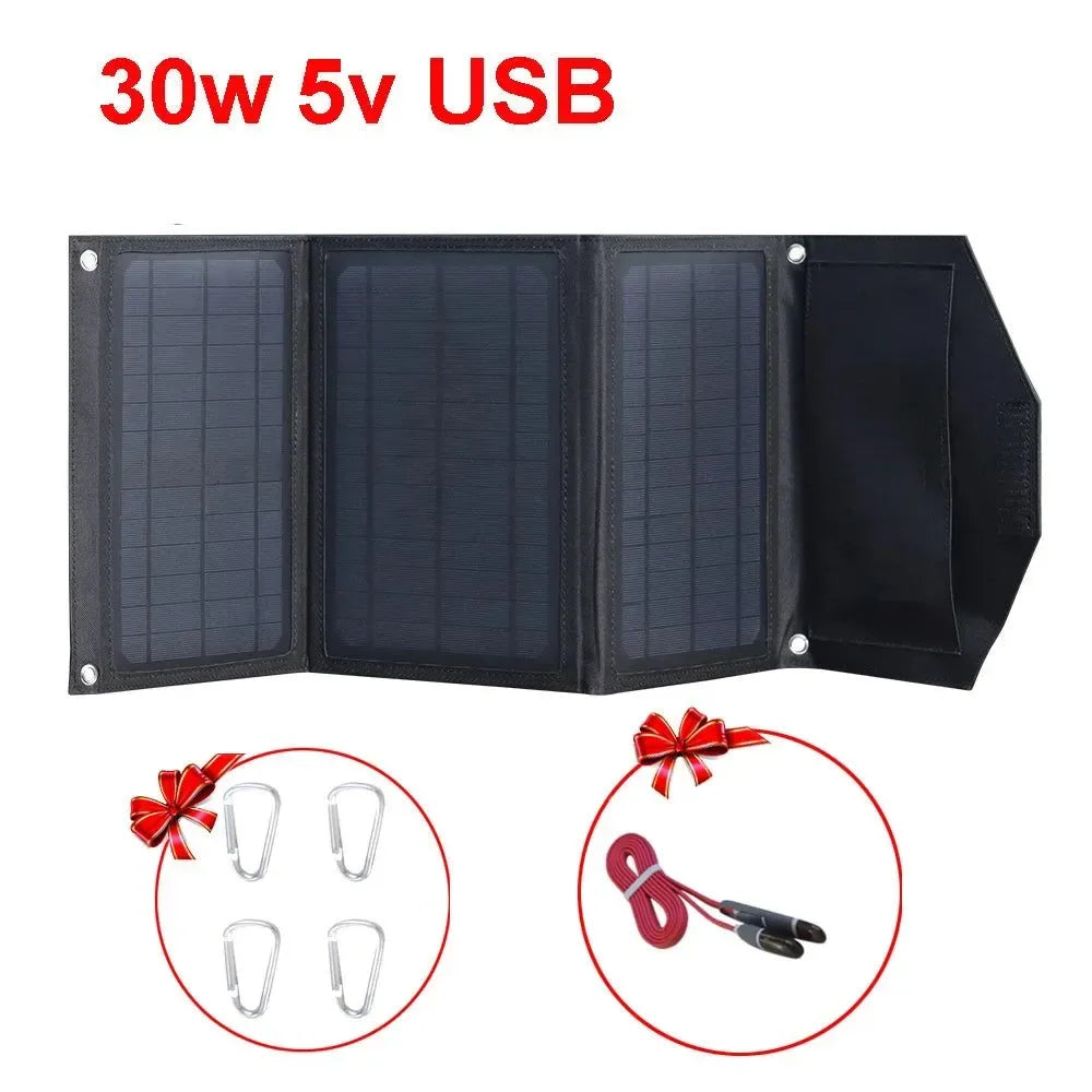 40W Foldable Solar Panel 5V USB Portable Solar Mobile Phone Charger Power Bank for Camping Hiking Backpack Outdoor - Trekker Essentials