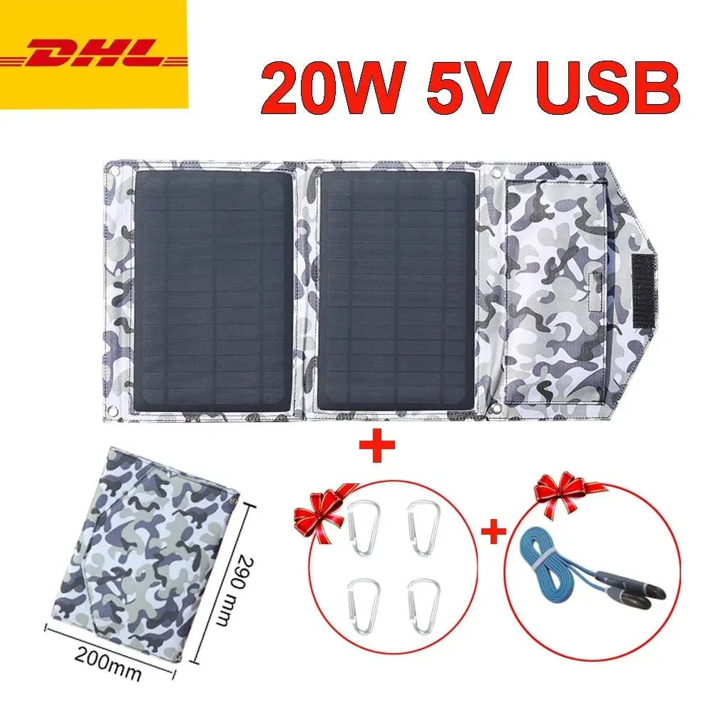 40W Foldable Solar Panel 5V USB Portable Solar Mobile Phone Charger Power Bank for Camping Hiking Backpack Outdoor - Trekker Essentials