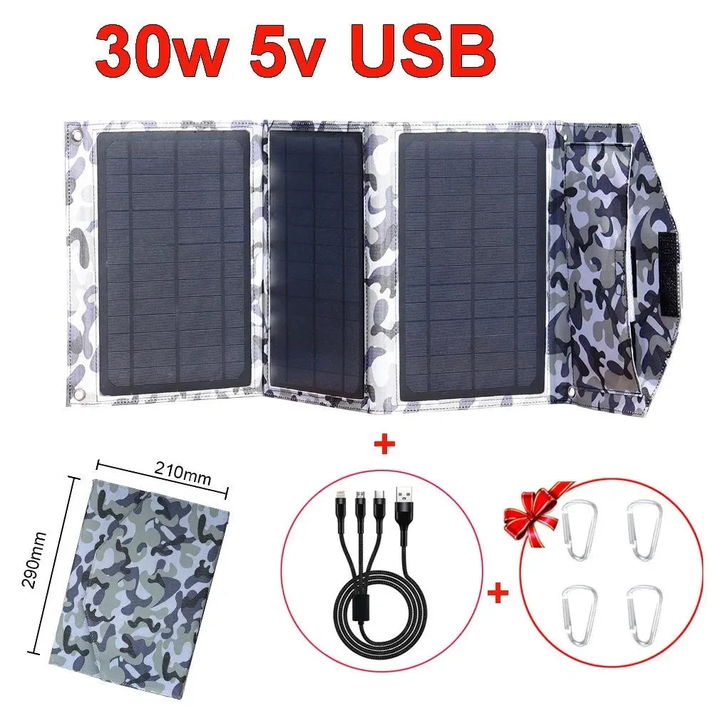 40W Foldable Solar Panel 5V USB Portable Solar Mobile Phone Charger Power Bank for Camping Hiking Backpack Outdoor - Trekker Essentials