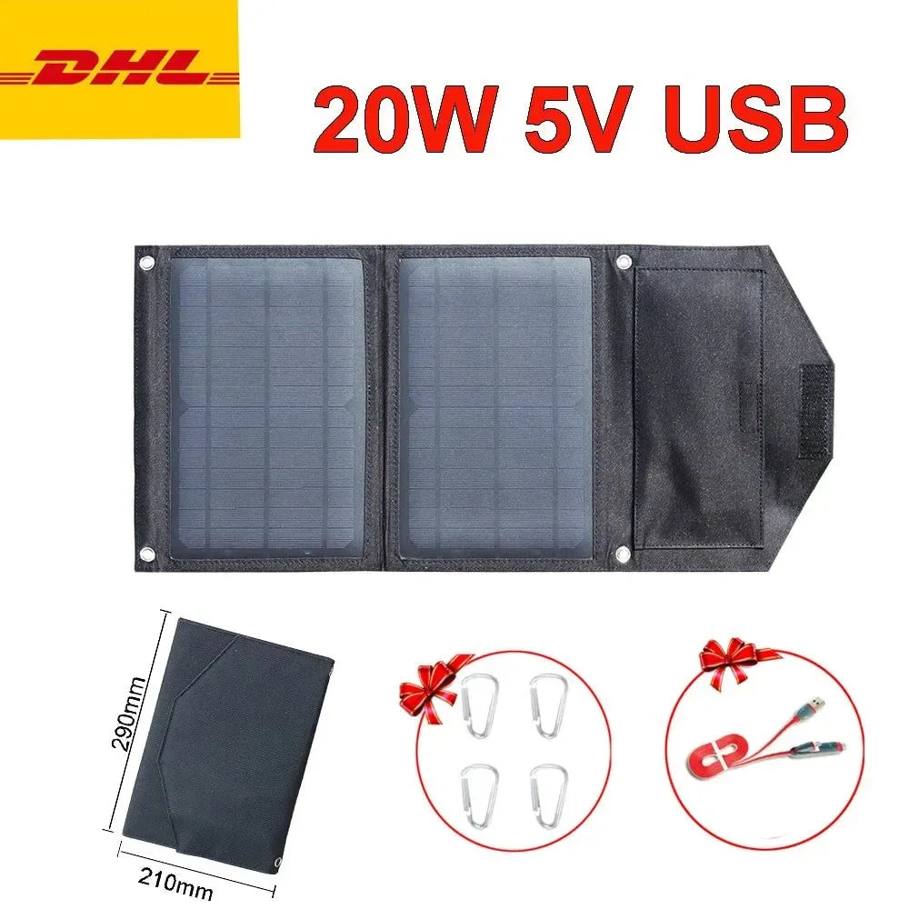 40W Foldable Solar Panel 5V USB Portable Solar Mobile Phone Charger Power Bank for Camping Hiking Backpack Outdoor - Trekker Essentials