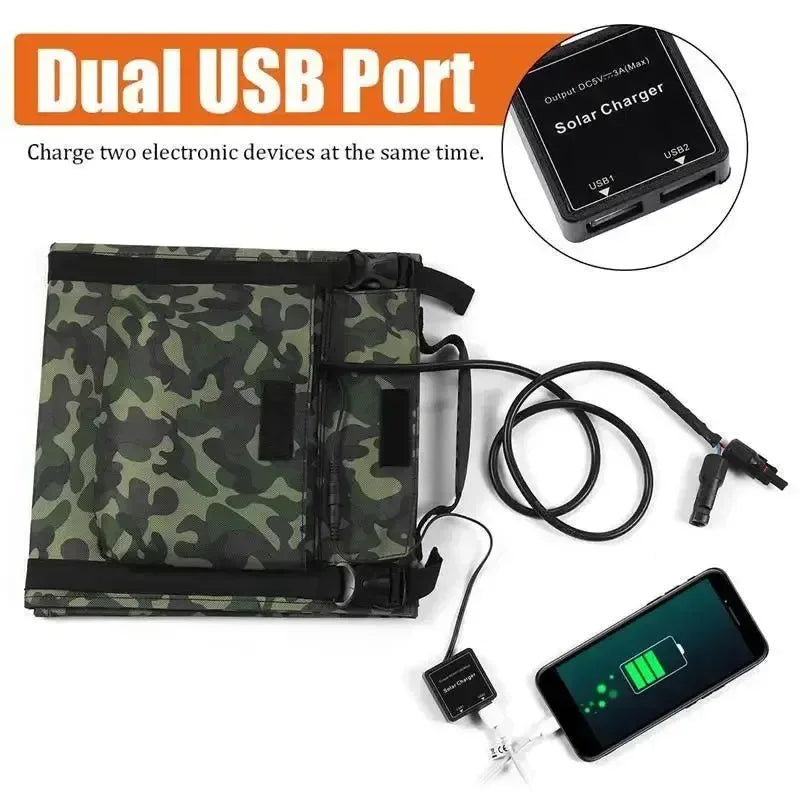 40W Foldable Solar Panel Portable Solar Charger | 12V Battery Power Station with 5V USB for Mobile Phones, Laptops, Camping, and Hiking - Trekker Essentials