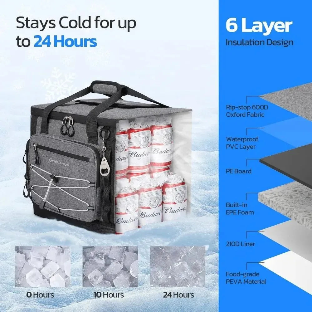 45L Soft Sided Insulated Leakproof Cooler Bag - Ideal for Camping and Beach Use - Trekker Essentials
