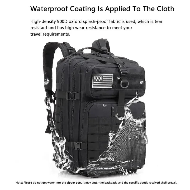 48L/25L Tactical Military Backpack - Waterproof Large Capacity Travel, Camping, Trekking, Fishing, and Hunting Rucksack for Men - Trekker Essentials