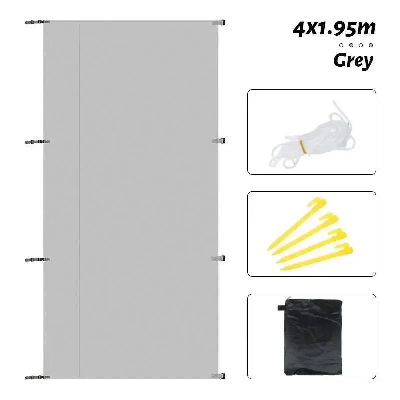 4x1.95M Caravan Privacy Screen Car Side Awning - Rooftop Tent Sun Shelter Shade for SUV Camping - Trekker Essentials