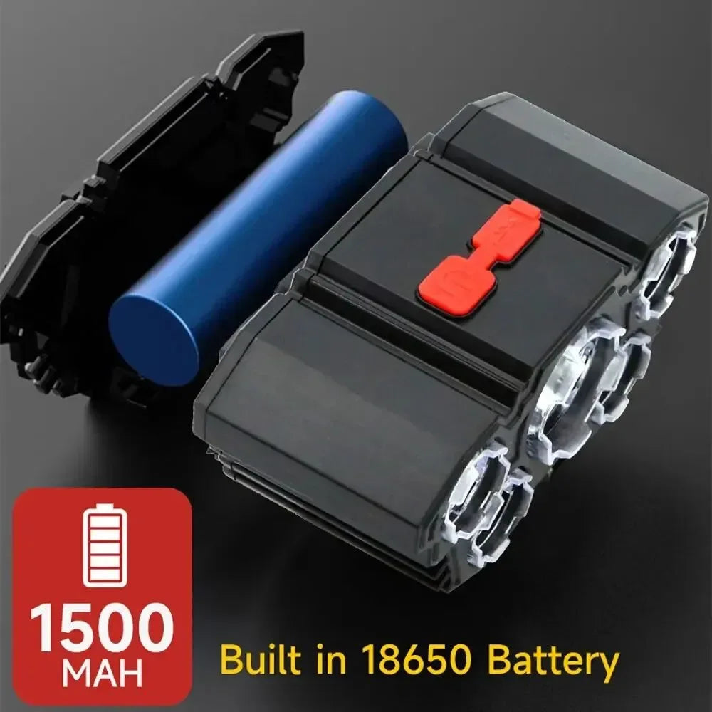 5 LED Headlamp Rechargeable with Built in 18650 Battery Strong Light Headlight Camping Adventure Fishing Head Light Flashlight - Trekker Essentials