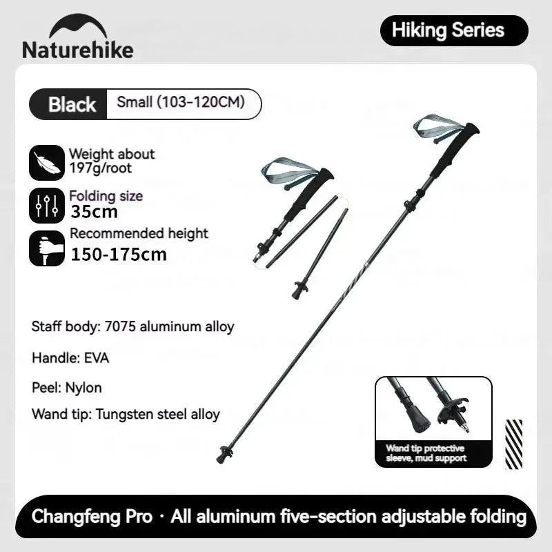 5-Section Carbon Fiber Collapsible Telescopic Trekking Poles - Lightweight Walking Hiking Stick - Trekker Essentials