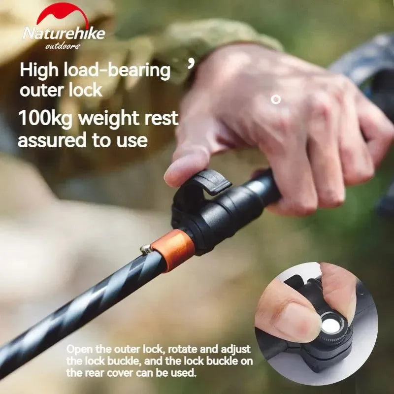 5-Section Folding Trekking Pole: Carbon Fiber and Aluminum Alloy Ultralight Walking Stick for Hiking and Climbing - Trekker Essentials
