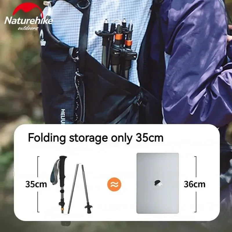 5-Section Folding Trekking Pole: Carbon Fiber and Aluminum Alloy Ultralight Walking Stick for Hiking and Climbing - Trekker Essentials