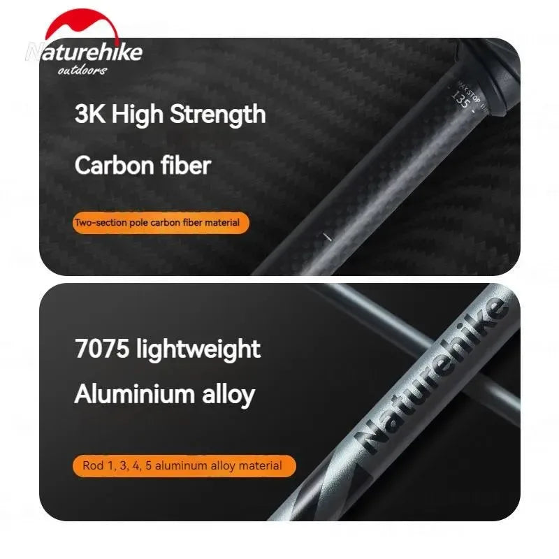 5-Section Folding Trekking Pole: Carbon Fiber and Aluminum Alloy Ultralight Walking Stick for Hiking and Climbing - Trekker Essentials
