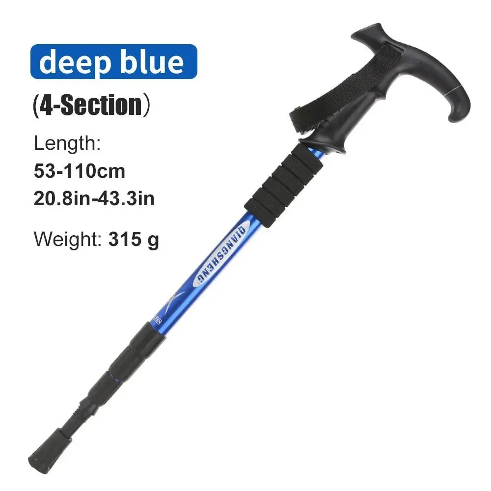 5-Section Portable Outdoor Fold Trekking Pole - Telescopic Hiking Stick with Foam Handle, Ideal for Nordic Walking, Camping, and Elderly - Trekker Essentials