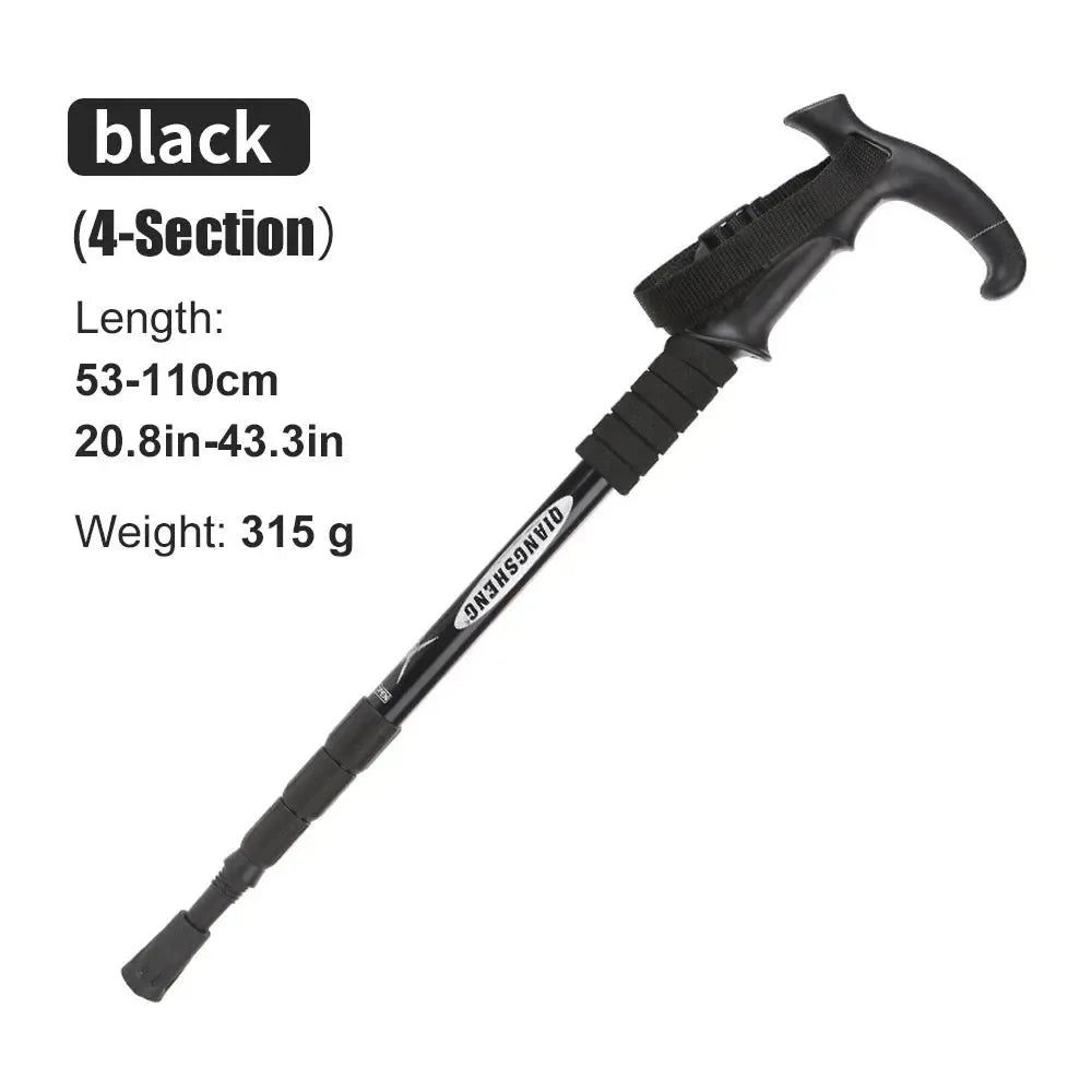 5-Section Portable Outdoor Fold Trekking Pole - Telescopic Hiking Stick with Foam Handle, Ideal for Nordic Walking, Camping, and Elderly - Trekker Essentials