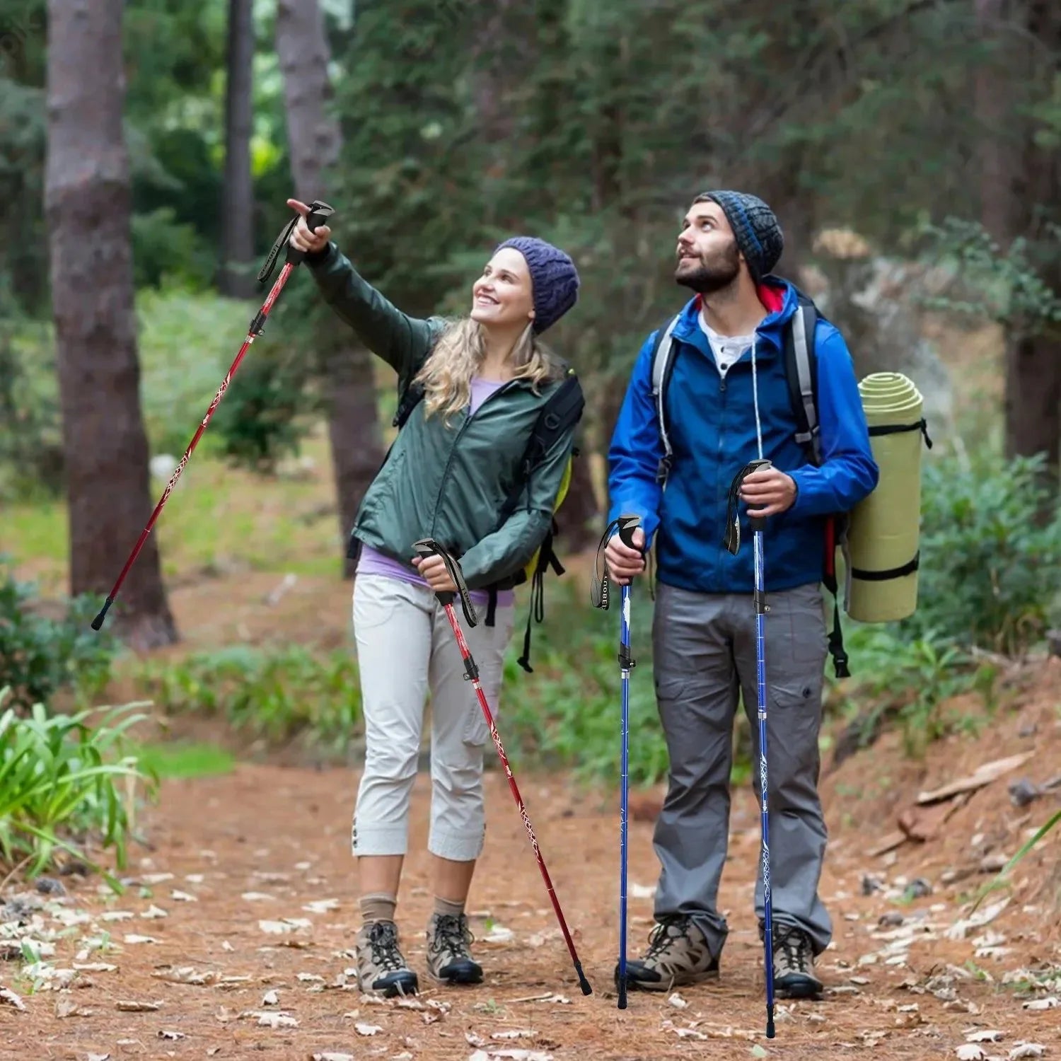 5-Section Portable Outdoor Fold Trekking Pole - Telescopic Hiking Stick with Foam Handle, Ideal for Nordic Walking, Camping, and Elderly - Trekker Essentials