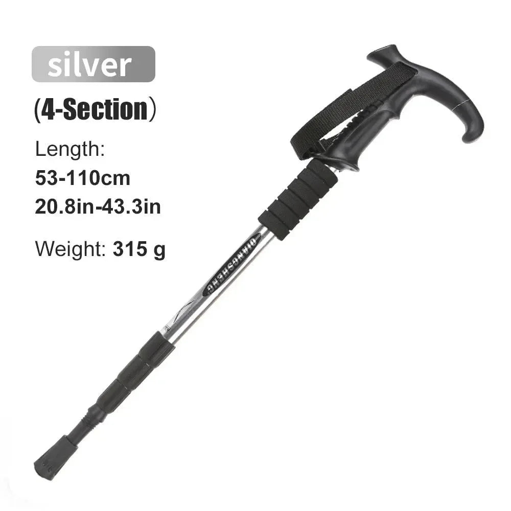 5-Section Portable Outdoor Fold Trekking Pole - Telescopic Hiking Stick with Foam Handle, Ideal for Nordic Walking, Camping, and Elderly - Trekker Essentials