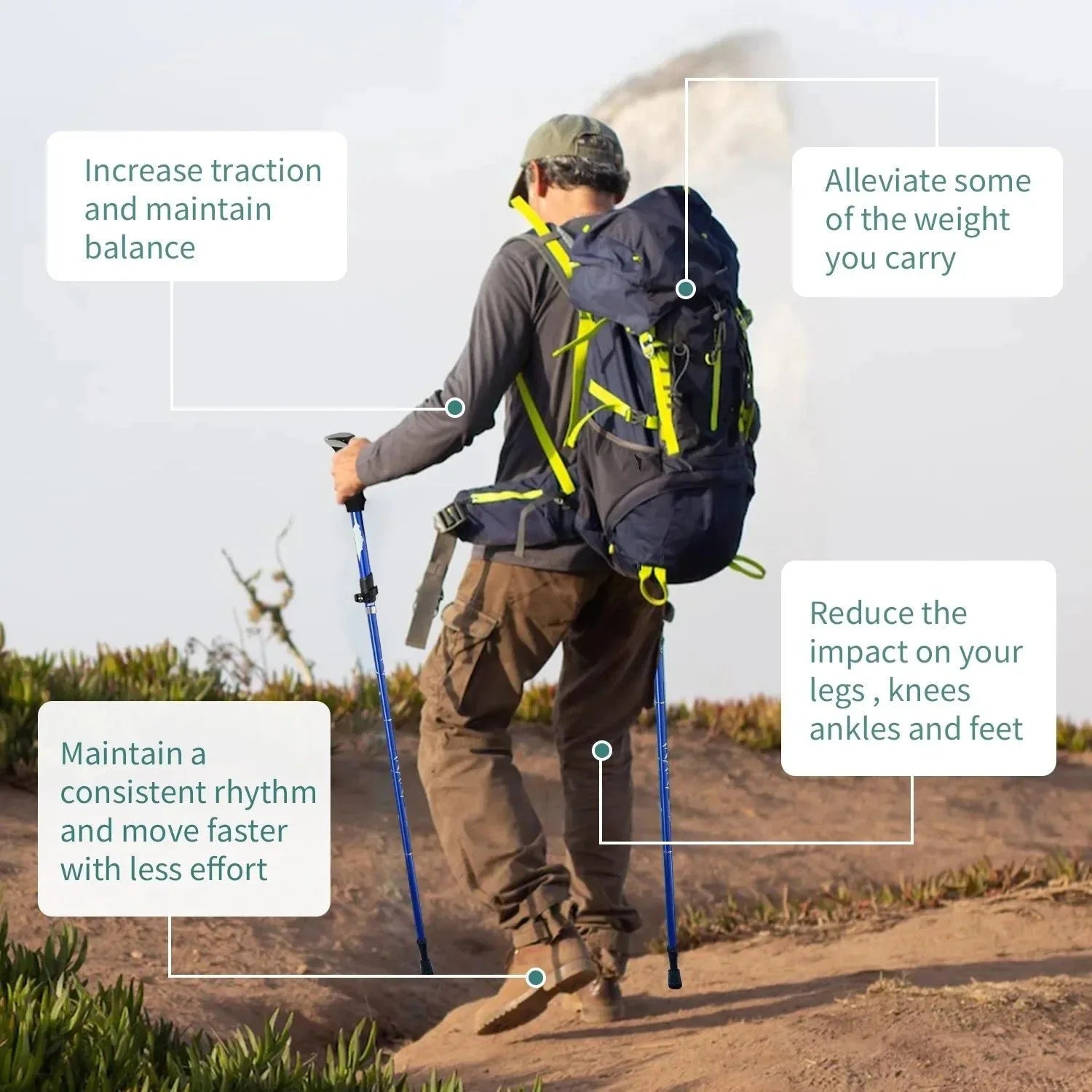 5-Section Portable Outdoor Fold Trekking Pole - Telescopic Hiking Stick with Foam Handle, Ideal for Nordic Walking, Camping, and Elderly - Trekker Essentials