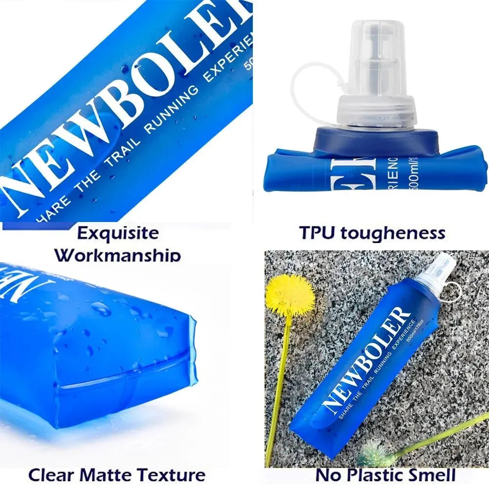 500ML Foldable Silicone Soft Flask Water Bottles - Portable Hydration Pack for Outdoors Travelling Running - Trekker Essentials